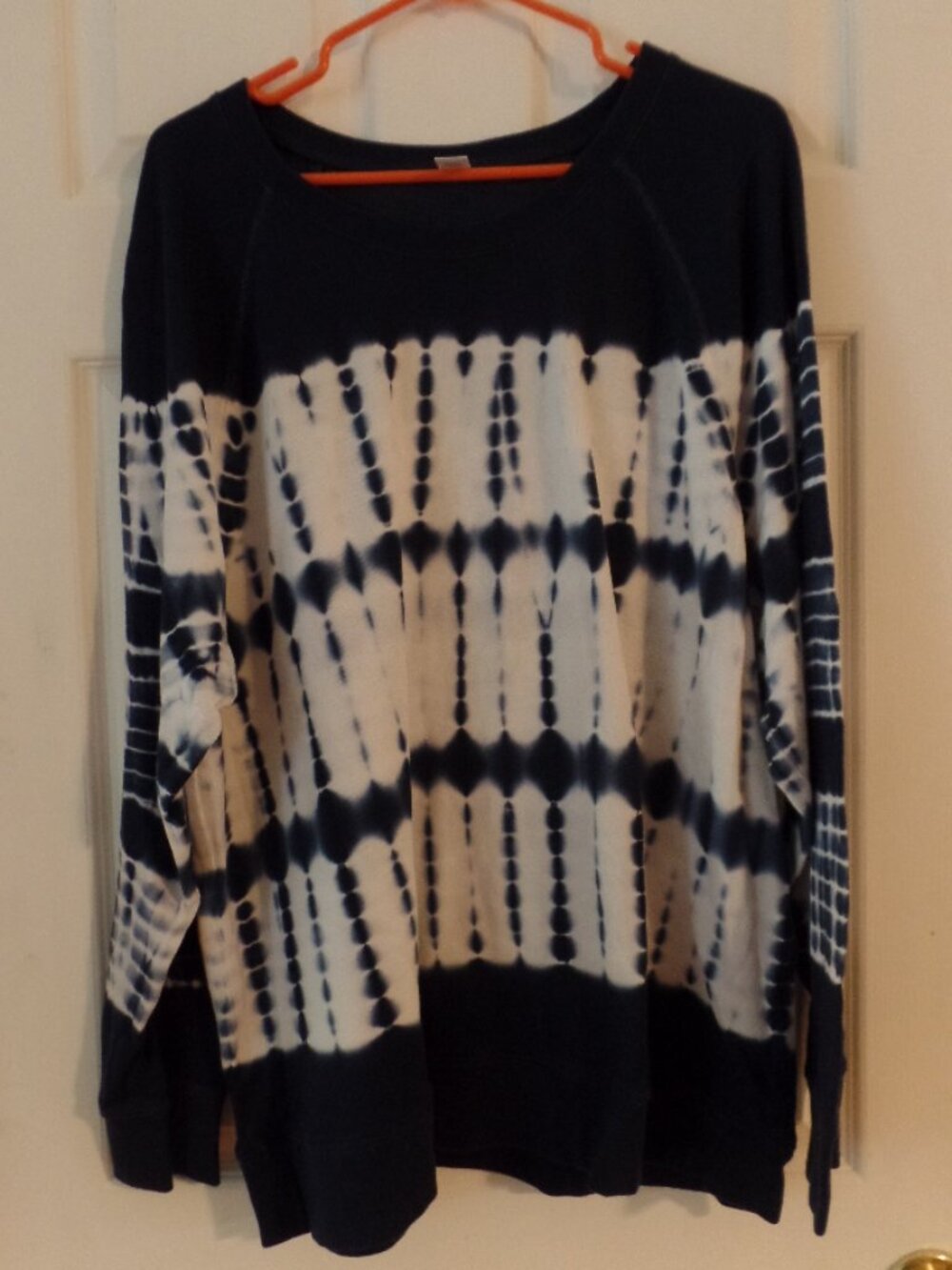 Old Navy XXL Navy White SHIBORI Print Lightweight Sweatshirt SUMMER NIGHTS 18 20